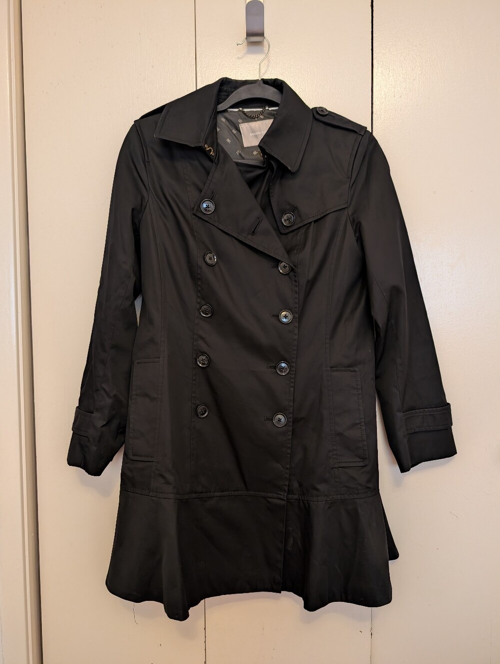 Banana Republic Black Double-Breasted peacoat